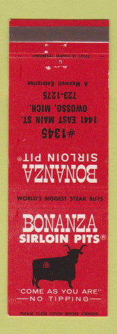 Matchbook Cover - Bonanza Sirloin Pit Owosso MI