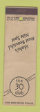 Matchbook Cover - The 30 Club Pocatello ID