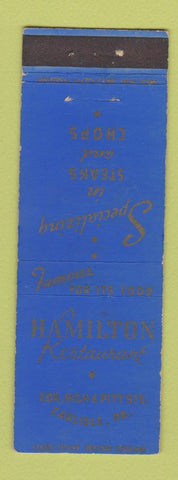 Matchbook Cover - Hamilton Restaurant Carlisle PA