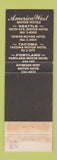 Matchbook Cover - America West Motor Hotel Portland OR Tacoma Seattle WA