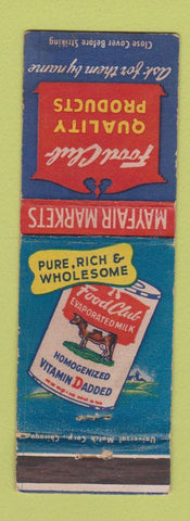 Matchbook Cover - Food Club Grocery Evaporated Milk WEAR