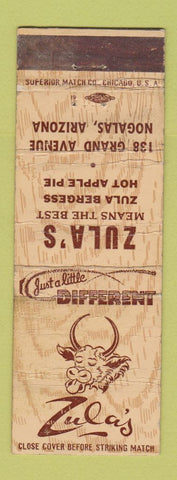 Matchbook Cover - Zula's Restaurant Nogales AZ WORN