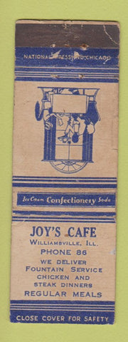 Matchbook Cover - Joy's Cafe Williamsville IA WORN