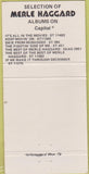Matchbook Cover - Merle Haggard Capitol Records WEAR