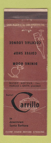 Matchbook Cover - Hotel Carrillo Santa Barbara CA