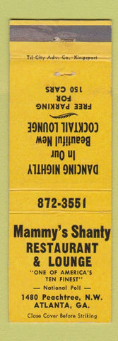 Matchbook Cover - Mammy's Shanty Restaurant Lounge Atlanta GA WEAR