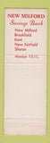 Matchbook Cover - New Milford Savings Bank Sharon Kent Brookfield CT Christmas
