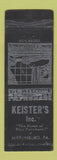 Matchbook Cover - Keister's Furniture Mifflinburg PA WORN