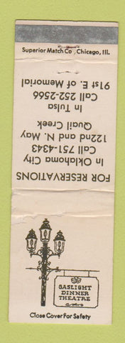 Matchbook Cover - Gaslight Dinner Theatre Oklahoma City Tulsa OK WORN