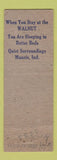 Matchbook Cover - Walnut Hotel Muncie IN WEAR