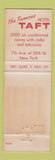 Matchbook Cover - Hotel Taft New York City