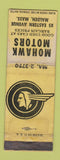 Matchbook Cover - Mohawk Motors Malden MA WORN