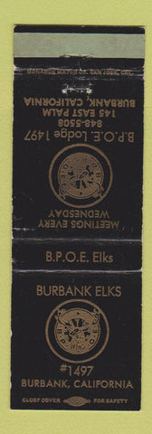 Matchbook Cover - Elks Lodge Burbank CA WEAR