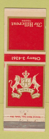 Matchbook Cover - The Hillcrest Toledo OH