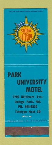 Matchbook Cover - Quality Court Motels Park University College Park MD