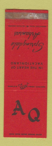 Matchbook Cover - AQ Chicken House Springdale AR WORN