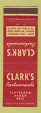 Matchbook Cover - Clark's Restaurant Cleveland Akron Erie OH