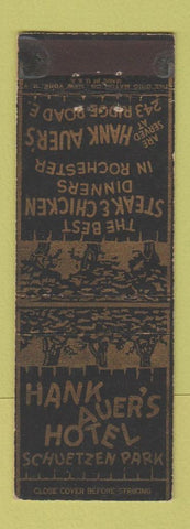 Matchbook Cover - Hank Auer's Hotel North Bergen NJ Schuetzen Park
