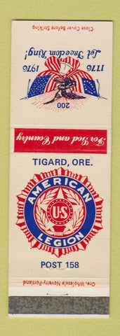 Matchbook Cover - American Legion Tigard OR 1976