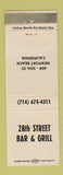 Matchbook Cover - 28th Street Bar Grill Newport Beach CA WEAR