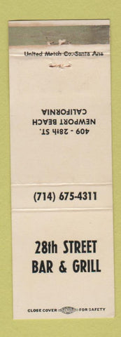 Matchbook Cover - 28th Street Bar Grill Newport Beach CA WEAR