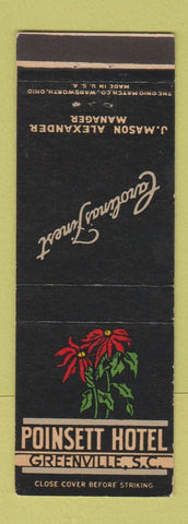 Matchbook Cover - Poinsett Hotel Greenville SC