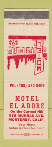 Matchbook Cover - Motel El Adobe Monterey CA