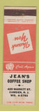 Matchbook Cover - Jean's Coffee Shop Camden NJ
