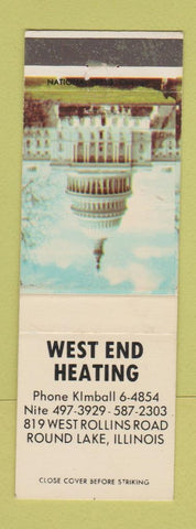 Matchbook Cover - West End Heating Round Lake IL