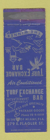 Matchbook Cover - Turf Exchange Bar Miami FL horse racing