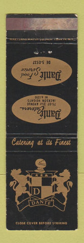 Matchbook Cover - Dante Catering Food Service Jackson Heights NY WEAR
