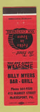 Matchbook Cover - Billy Myers Bar Grill McKeesport PA