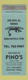 Matchbook Cover - Pino's Restaurant Italian Houston TX