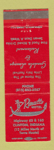 Matchbook Cover - Renatto Motel Clinton IN Gondola Lounge Italian