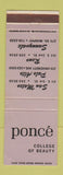 Matchbook Cover - Ponce Beauty College San Mateo Palo Alto Sunnyvale CA Reno NV
