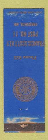 Matchbook Cover - American Legion Frederick MD Francis Scott Key Post WORN