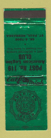 Matchbook Cover - American Legion St Paul NE WORN