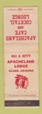 Matchbook Cover - Apacheland Cafe Globe AZ Indian WEAR