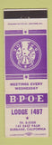 Matchbook Cover - Elks Lodge Burbank CA