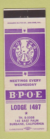 Matchbook Cover - Elks Lodge Burbank CA