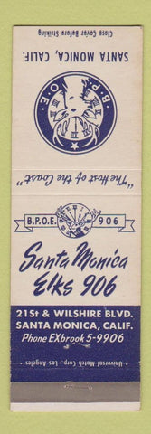 Matchbook Cover - Elks Lodge Santa Monica CA