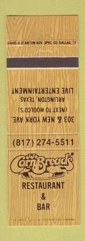 Matchbook Cover - JJ Corn Bread's Restaurant Arlington TX