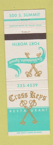 Matchbook Cover - Cross Keys Restaurant Fort Worth TX