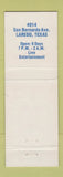 Matchbook Cover - The Crystal Palace Club Laredo TX