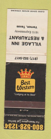 Matchbook Cover - Best Western Village Inn Restaurant Vernon TX WEAR