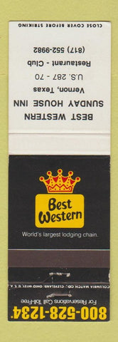 Matchbook Cover - Best Western Sunday House Inn Restaurant Vernon TX