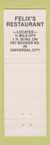 Matchbook Cover - Felix's Restaurant Mexican Universal City TX