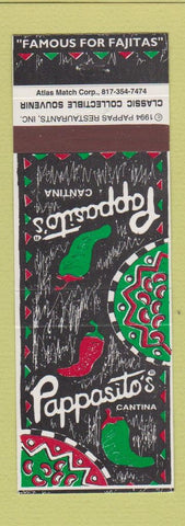 Matchbook Cover - Pappasito's Mexican Restaurant Houston Dallas San Antonio TX