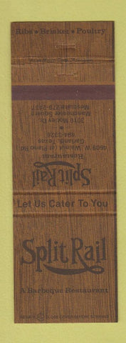 Matchbook Cover - Split Rail Restaurant BBQ Mesquite Garland TX