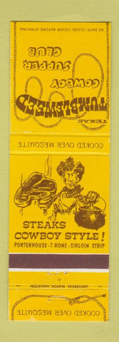 Matchbook Cover - Texas Tumbleweed Cowboy Super Club Houston Austin Dallas TX